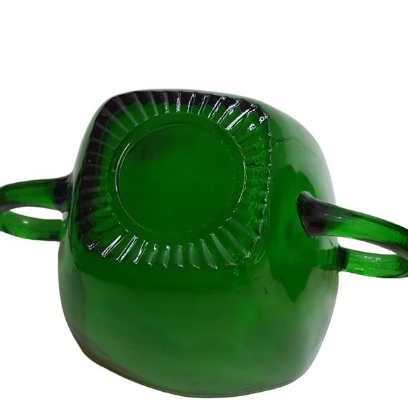 Vintage Anchor Hocking Forest Green Charm Square Creamer & Sugar Bowl - Picture 6 of 7
